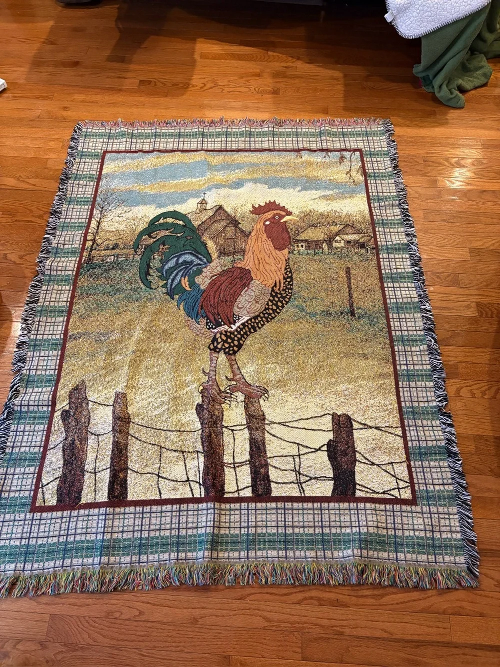 Rooster throw Blanket chicken farmhouse decor